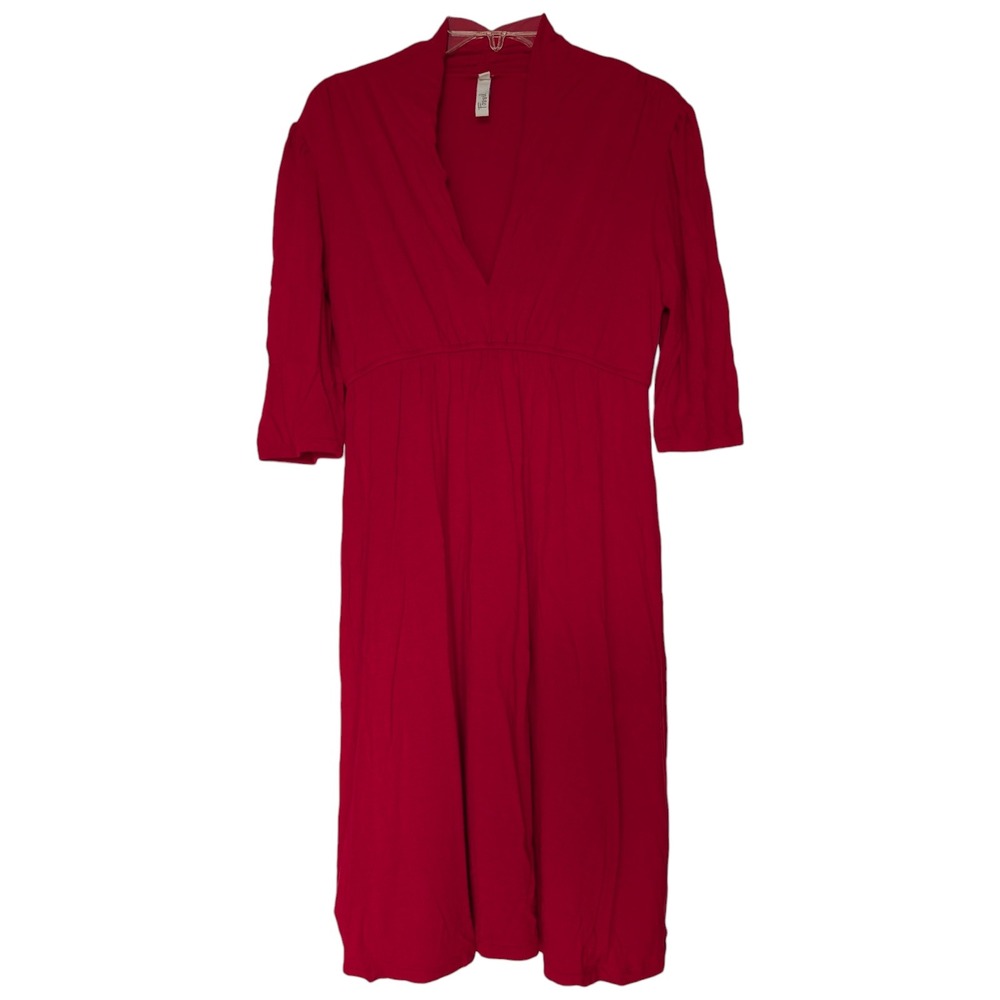 Vintage Fossil Empire Waist Dress Women Medium Red‎ Babydoll Y2K Stretchy V Neck